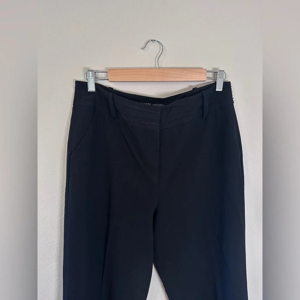 Vintage Larry Levine Women’s Stretch Black Trouser Dress pants wide leg size 12 - Picture 2 of 4
